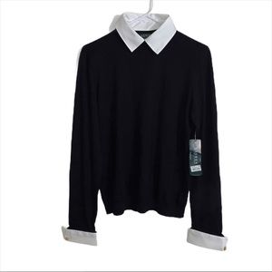 Ralph Lauren Black Sweater with White Collar XL